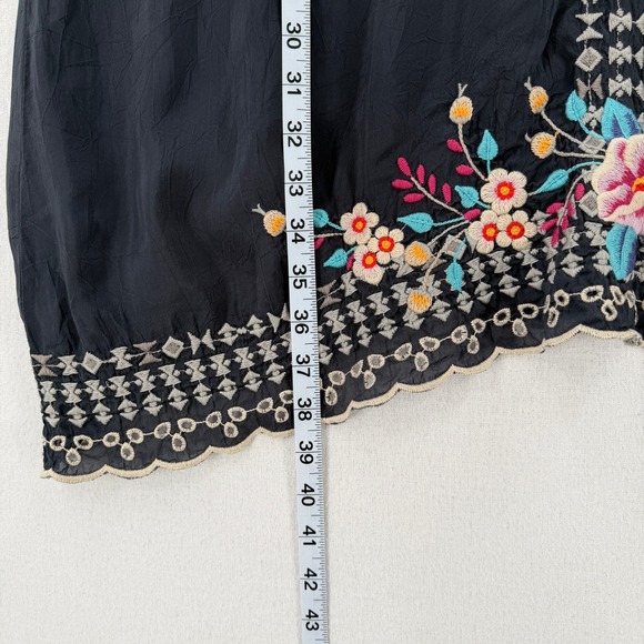 JOHNNY WAS Keva Embroidered Dress Womens Large Gray Floral Cap Sleeve Tunic - Picture 6 of 14